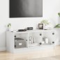 vidaXL Mueble de TV con puertas de vidrio blanco 102x37x42 cm vidaXL Mueble de TV con puertas de vidrio blanco 102x37x42 cm