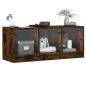 vidaXL Mueble de TV con puertas de vidrio roble ahumado 102x37x42 cm vidaXL Mueble de TV con puertas de vidrio roble ahumado 102x37x42 cm