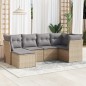 vidaXL Juego de sofás jardín con cojines 6 pzas ratán sintético beige