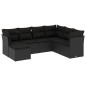 vidaXL Set de comedor de jardín 7 pzas y cojines ratán sintético negro vidaXL Set de comedor de jardín 7 pzas y cojines ratán sintético negro