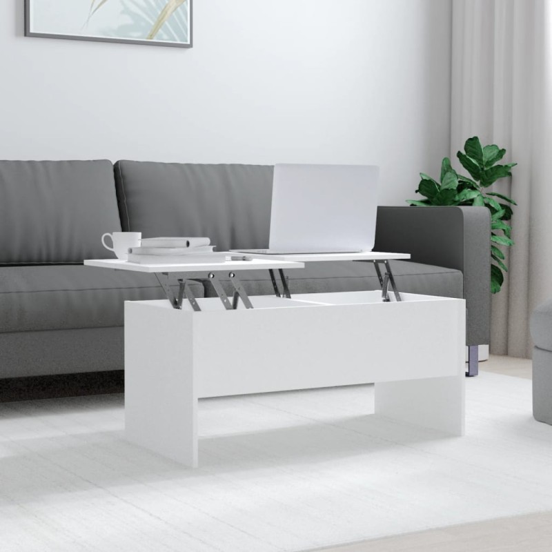 vidaXL Mesa de centro madera contrachapada blanco 102x50,5x46,5 cm vidaXL Mesa de centro madera contrachapada blanco 102x50,5x46,5 cm