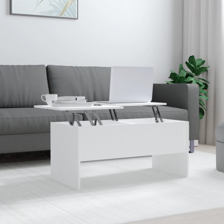 vidaXL Mesa de centro madera contrachapada blanco 102x50,5x46,5 cm