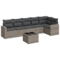 vidaXL Set de sofás de jardín 7 piezas con cojines ratán PE gris vidaXL Set de sofás de jardín 7 piezas con cojines ratán PE gris