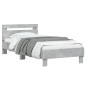 vidaXL Cama con cabecero madera de ingeniería gris hormigón 75x190 cm vidaXL Cama con cabecero madera de ingeniería gris hormigón 75x190 cm