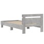 vidaXL Cama con cabecero madera de ingeniería gris hormigón 75x190 cm vidaXL Cama con cabecero madera de ingeniería gris hormigón 75x190 cm