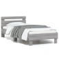 vidaXL Cama con cabecero madera de ingeniería gris Sonoma 75x190 cm vidaXL Cama con cabecero madera de ingeniería gris Sonoma 75x190 cm