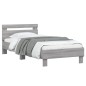 vidaXL Cama con cabecero madera de ingeniería gris Sonoma 75x190 cm vidaXL Cama con cabecero madera de ingeniería gris Sonoma 75x190 cm