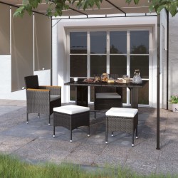 vidaXL Juego de sillas y taburetes jardín 4 pzas ratán sintético negro