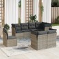 vidaXL Set de sofás de jardín 8 pzas y cojines ratán sintético gris vidaXL Set de sofás de jardín 8 pzas y cojines ratán sintético gris