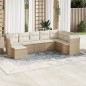 vidaXL Juego de sofás de jardín con cojines beige 8 pzas ratán PE