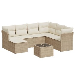 vidaXL Juego de sofás de jardín con cojines beige 8 pzas ratán PE