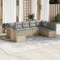 vidaXL Set de sofás de jardín 9 pzas con cojines ratán sintético beige vidaXL Set de sofás de jardín 9 pzas con cojines ratán sintético beige
