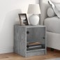 vidaXL Mesita de noche con puerta de vidrio gris hormigón 35x37x42 cm vidaXL Mesita de noche con puerta de vidrio gris hormigón 35x37x42 cm