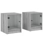 vidaXL Mesitas noche con puertas vidrio 2 uds gris Sonoma 35x37x42 cm vidaXL Mesitas noche con puertas vidrio 2 uds gris Sonoma 35x37x42 cm