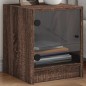 vidaXL Mesitas noche con puertas vidrio 2 uds roble marrón 35x37x42 cm vidaXL Mesitas noche con puertas vidrio 2 uds roble marrón 35x37x42 cm