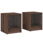 vidaXL Mesitas noche con puertas vidrio 2 uds roble marrón 35x37x42 cm vidaXL Mesitas noche con puertas vidrio 2 uds roble marrón 35x37x42 cm