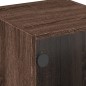 vidaXL Mesitas noche con puertas vidrio 2 uds roble marrón 35x37x42 cm vidaXL Mesitas noche con puertas vidrio 2 uds roble marrón 35x37x42 cm