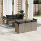vidaXL Set de sofás de jardín 7 piezas con cojines ratán PE gris vidaXL Set de sofás de jardín 7 piezas con cojines ratán PE gris