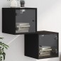 vidaXL Mesitas de noche con puertas de vidrio 2 uds negro 35x37x35 cm vidaXL Mesitas de noche con puertas de vidrio 2 uds negro 35x37x35 cm