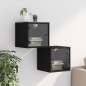 vidaXL Mesitas de noche con puertas de vidrio 2 uds negro 35x37x35 cm vidaXL Mesitas de noche con puertas de vidrio 2 uds negro 35x37x35 cm