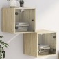vidaXL Mesitas noche con puertas vidrio 2 uds roble Sonoma 35x37x35 cm vidaXL Mesitas noche con puertas vidrio 2 uds roble Sonoma 35x37x35 cm