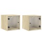 vidaXL Mesitas noche con puertas vidrio 2 uds roble Sonoma 35x37x35 cm vidaXL Mesitas noche con puertas vidrio 2 uds roble Sonoma 35x37x35 cm