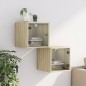 vidaXL Mesitas noche con puertas vidrio 2 uds roble Sonoma 35x37x35 cm vidaXL Mesitas noche con puertas vidrio 2 uds roble Sonoma 35x37x35 cm