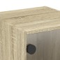 vidaXL Mesitas noche con puertas vidrio 2 uds roble Sonoma 35x37x35 cm vidaXL Mesitas noche con puertas vidrio 2 uds roble Sonoma 35x37x35 cm