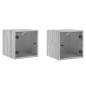 vidaXL Mesitas noche con puertas vidrio 2 uds gris Sonoma 35x37x35 cm vidaXL Mesitas noche con puertas vidrio 2 uds gris Sonoma 35x37x35 cm