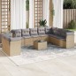 vidaXL Set de sofás de jardín 11pzas con cojines ratán sintético beige