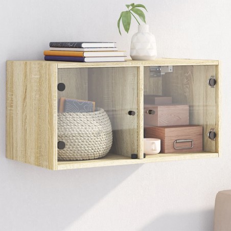 vidaXL Mueble de pared puertas de vidrio roble Sonoma 68,5x37x35 cm