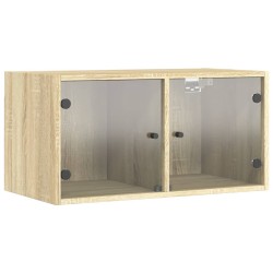 vidaXL Mueble de pared puertas de vidrio roble Sonoma 68,5x37x35 cm