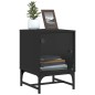 vidaXL Mesita de noche con puerta de vidrio negro 35x37x50 cm vidaXL Mesita de noche con puerta de vidrio negro 35x37x50 cm