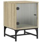 vidaXL Mesita de noche con puerta de vidrio roble Sonoma 35x37x50 cm vidaXL Mesita de noche con puerta de vidrio roble Sonoma 35x37x50 cm