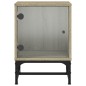 vidaXL Mesita de noche con puerta de vidrio roble Sonoma 35x37x50 cm vidaXL Mesita de noche con puerta de vidrio roble Sonoma 35x37x50 cm