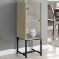 vidaXL Armario auxiliar con puerta de vidrio roble Sonoma 35x37x100 cm vidaXL Armario auxiliar con puerta de vidrio roble Sonoma 35x37x100 cm