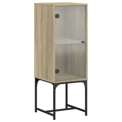 vidaXL Armario auxiliar con puerta de vidrio roble Sonoma 35x37x100 cm