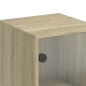 vidaXL Armario auxiliar con puerta de vidrio roble Sonoma 35x37x100 cm vidaXL Armario auxiliar con puerta de vidrio roble Sonoma 35x37x100 cm