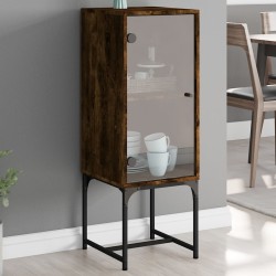 vidaXL Armario auxiliar con puerta de vidrio roble Sonoma 35x37x100 cm