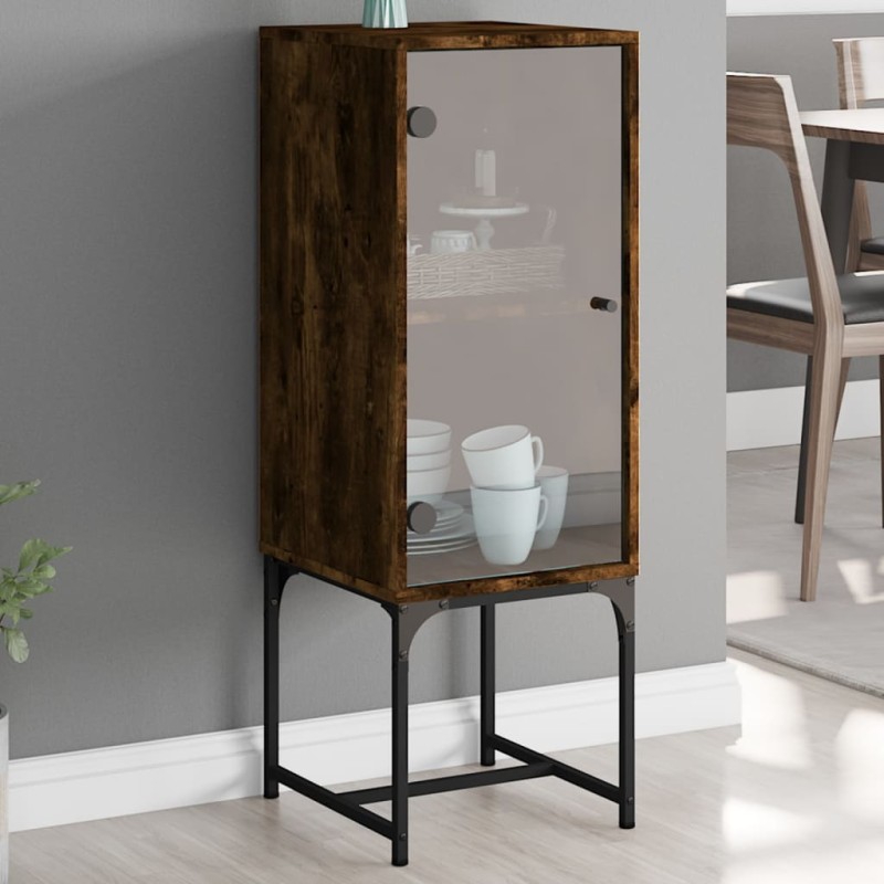 vidaXL Armario auxiliar con puerta de vidrio roble Sonoma 35x37x100 cm vidaXL Armario auxiliar con puerta de vidrio roble Sonoma 35x37x100 cm