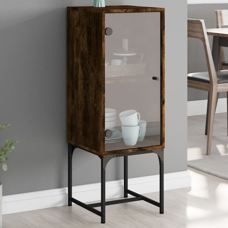 vidaXL Armario auxiliar con puerta de vidrio roble Sonoma 35x37x100 cm