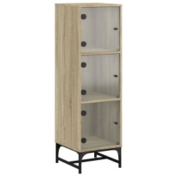 vidaXL Aparador con puertas de vidrio roble Sonoma 35x37x120 cm