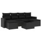 vidaXL Set de comedor de jardín 7 pzas y cojines ratán sintético negro vidaXL Set de comedor de jardín 7 pzas y cojines ratán sintético negro