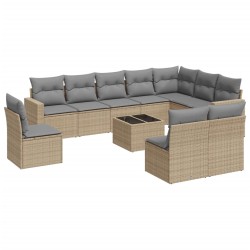 vidaXL Set de sofás de jardín 11pzas con cojines ratán sintético beige