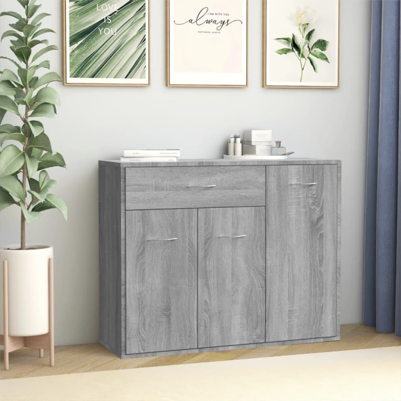 vidaXL Aparador de madera contrachapada gris Sonoma 88x30x70 cm