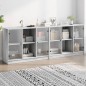 vidaXL Estantería con puertas madera gris Sonoma 204x37x75 cm vidaXL Estantería con puertas madera gris Sonoma 204x37x75 cm