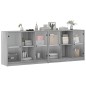 vidaXL Estantería con puertas madera gris Sonoma 204x37x75 cm vidaXL Estantería con puertas madera gris Sonoma 204x37x75 cm