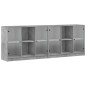 vidaXL Estantería con puertas madera de ingeniería gris 204x37x75 cm vidaXL Estantería con puertas madera de ingeniería gris 204x37x75 cm