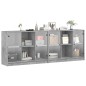 vidaXL Estantería con puertas madera de ingeniería gris 204x37x75 cm vidaXL Estantería con puertas madera de ingeniería gris 204x37x75 cm