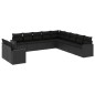 vidaXL Set de sofás de jardín 11 pzas y cojines ratán sintético negro vidaXL Set de sofás de jardín 11 pzas y cojines ratán sintético negro